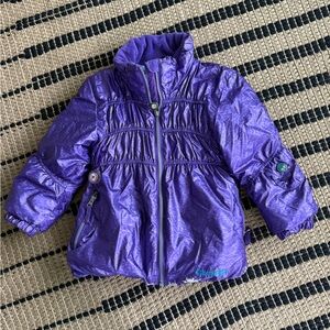 Obermeyer Purple Puffer Jacket with High Collar and Elastic Waist